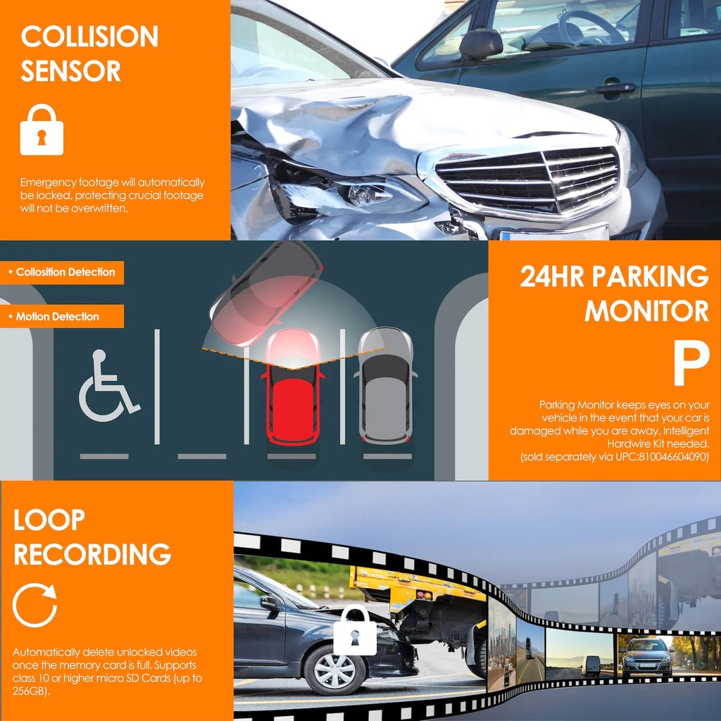 Rexing V2 PRO AI Dash Cam, 3-Channel Front/Cabin/Rear 1080p Recording with Wi-Fi and GPS